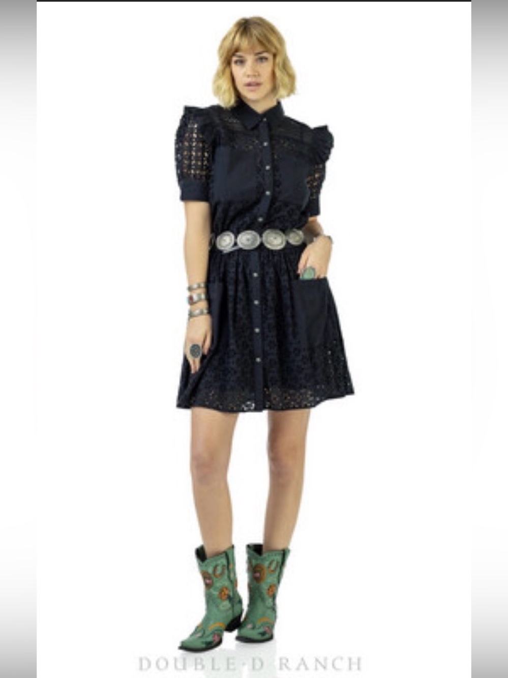 Double D Ranch Lavender Eyelet Dress with Puff Sleeves